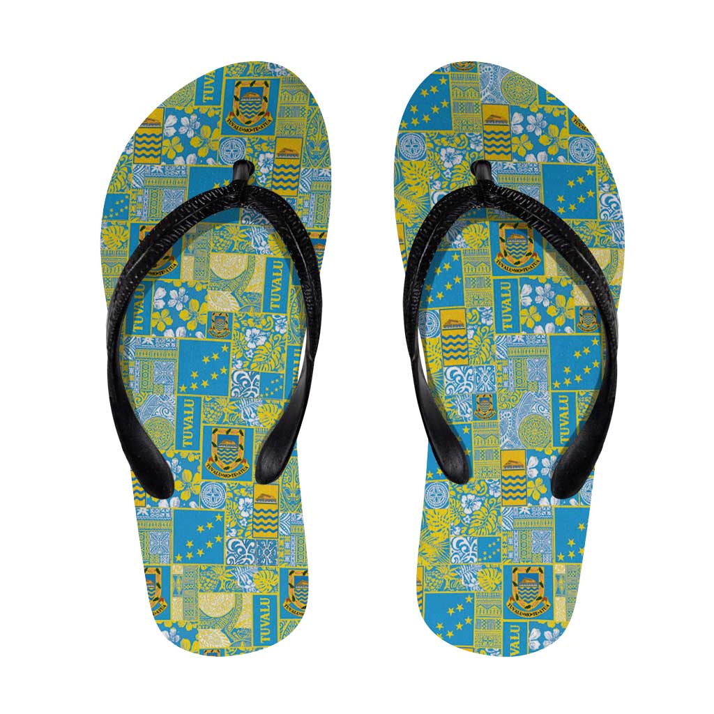 Tuvalu Manuia te Kilisimasi Flip Flops Pacific Patchwork Xmas Vibes LT9 Green - Polynesian Pride