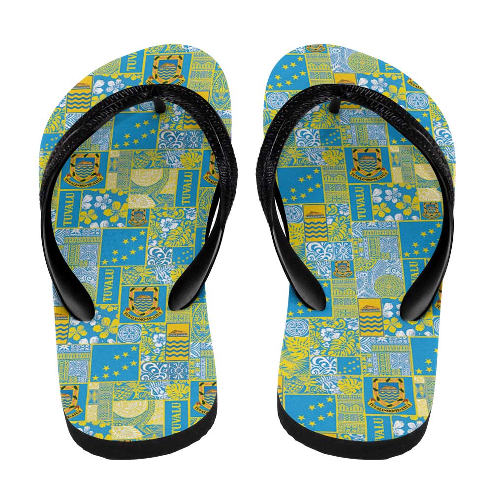 Tuvalu Manuia te Kilisimasi Flip Flops Pacific Patchwork Xmas Vibes LT9 - Polynesian Pride
