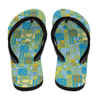 Tuvalu Manuia te Kilisimasi Flip Flops Pacific Patchwork Xmas Vibes LT9 - Polynesian Pride