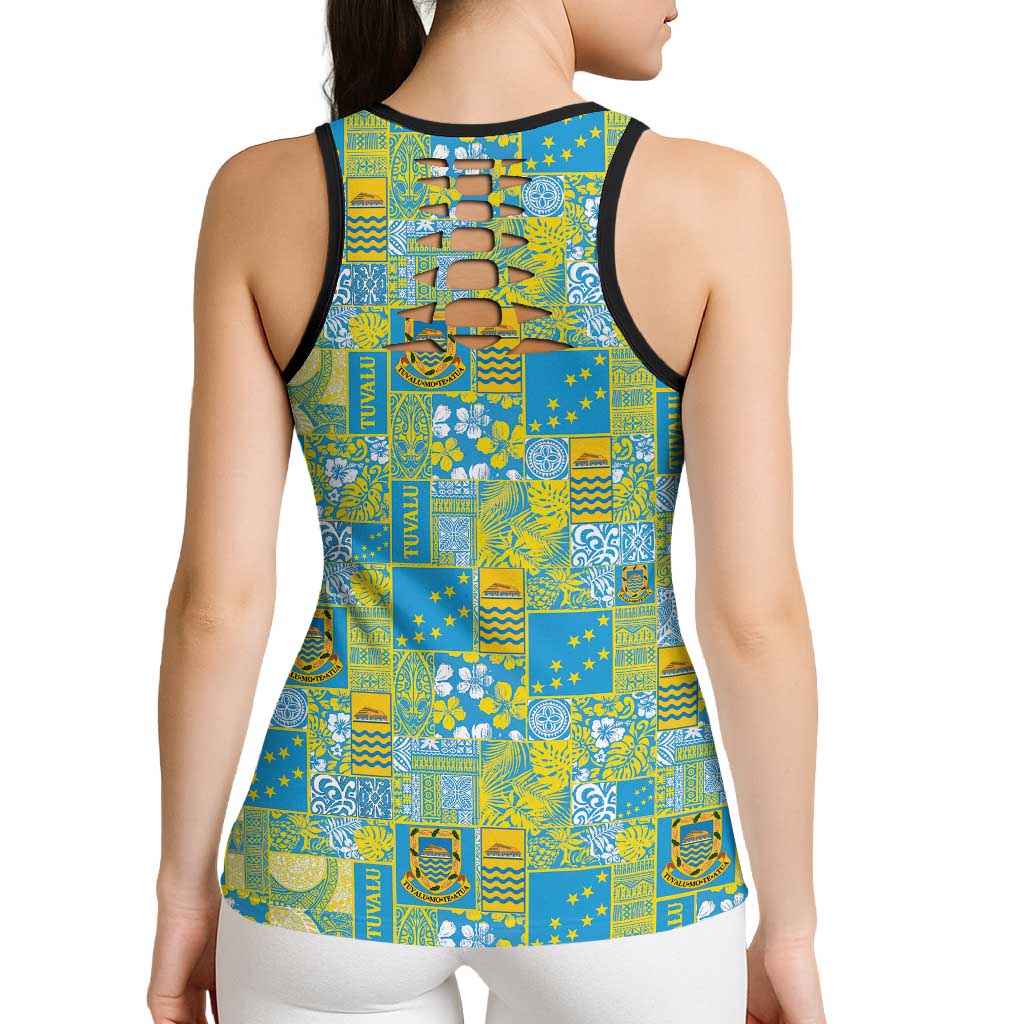 Tuvalu Manuia te Kilisimasi Hollow Tank Top Pacific Patchwork Xmas Vibes LT9 - Polynesian Pride