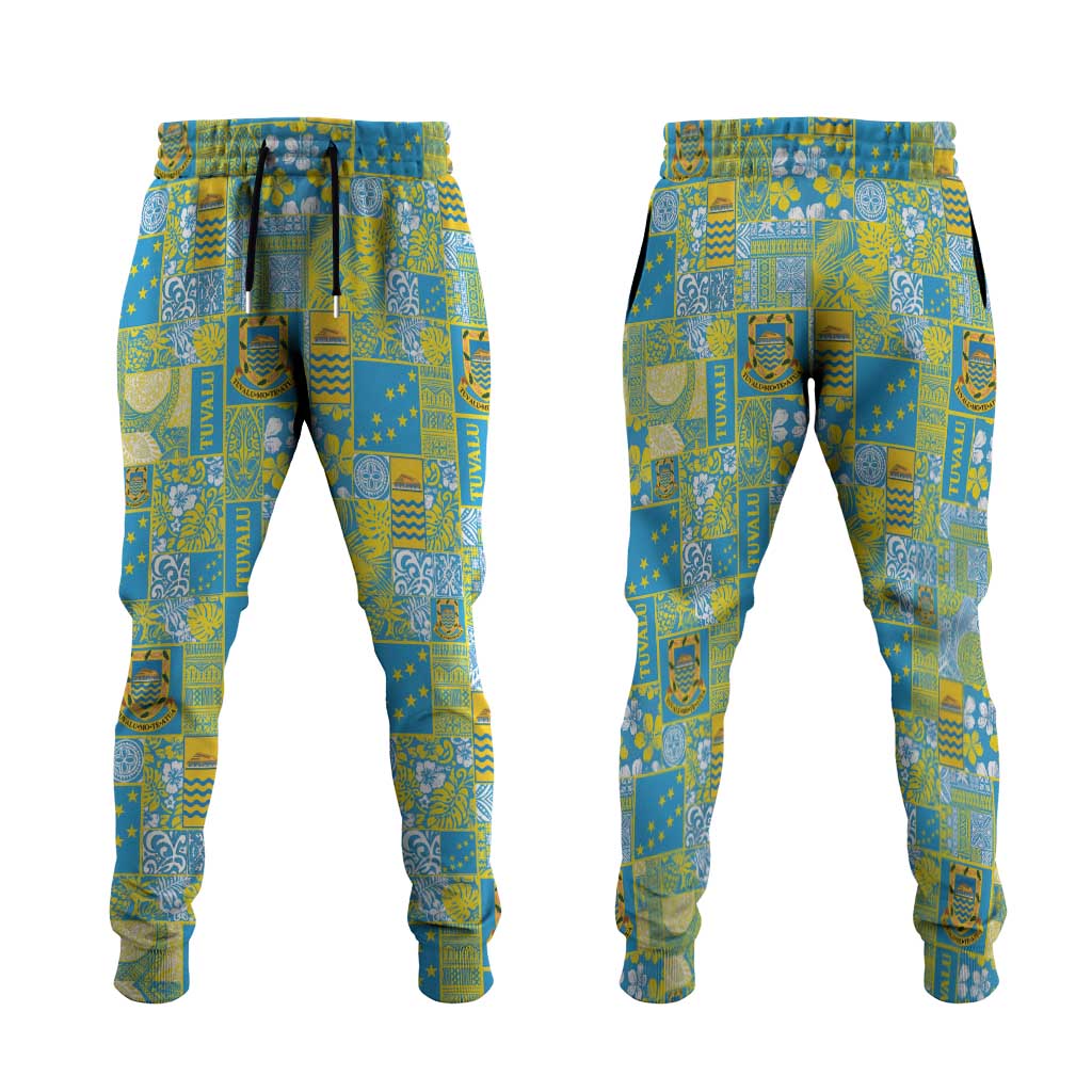 Tuvalu Manuia te Kilisimasi Jogger Pants Pacific Patchwork Xmas Vibes LT9 Green - Polynesian Pride