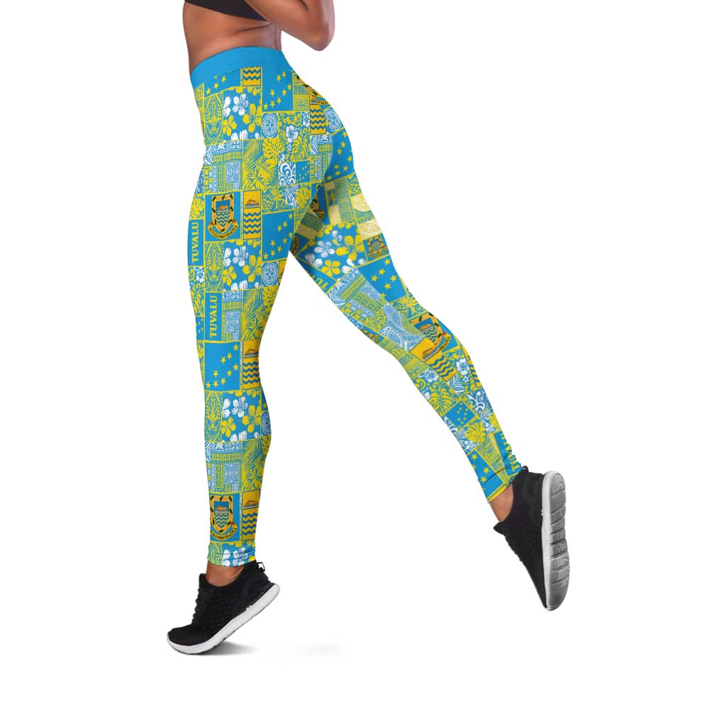 Tuvalu Manuia te Kilisimasi Leggings Pacific Patchwork Xmas Vibes LT9 Green - Polynesian Pride
