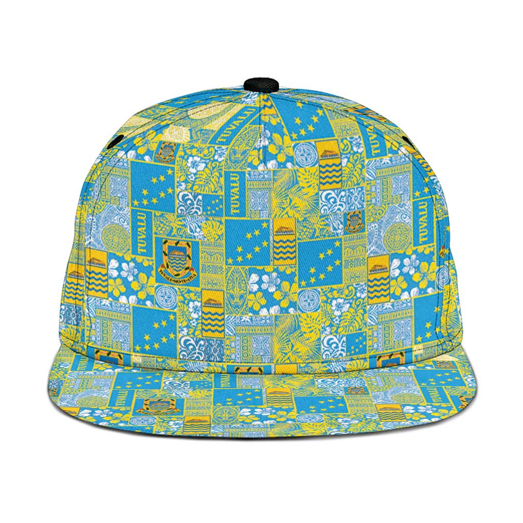 Tuvalu Manuia te Kilisimasi Snapback Cap Pacific Patchwork Xmas Vibes LT9 One Size Green - Polynesian Pride
