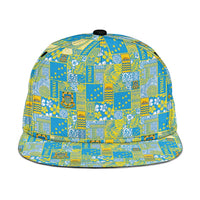Tuvalu Manuia te Kilisimasi Snapback Cap Pacific Patchwork Xmas Vibes LT9 One Size Green - Polynesian Pride