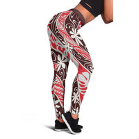 Uteute Tahiti Tiare Monstera Leggings Polynesian Pattern Curve Style LT01 - Polynesian Pride