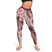 Uteute Tahiti Tiare Monstera Leggings Polynesian Pattern Curve Style LT01 - Polynesian Pride