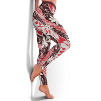 Uteute Tahiti Tiare Monstera Leggings Polynesian Pattern Curve Style LT01 - Polynesian Pride