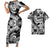 Polynesian Pride Black White Hawaii Matching Outfit For Couples Hawaii Hibiscus Plumeria Floral Bodycon Dress And Hawaii Shirt - Polynesian Pride