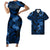 Polynesian Pride Hawaii Matching Outfit For Couples Hawaii Hibiscus Floral Blue Bodycon Dress And Hawaii Shirt - Polynesian Pride