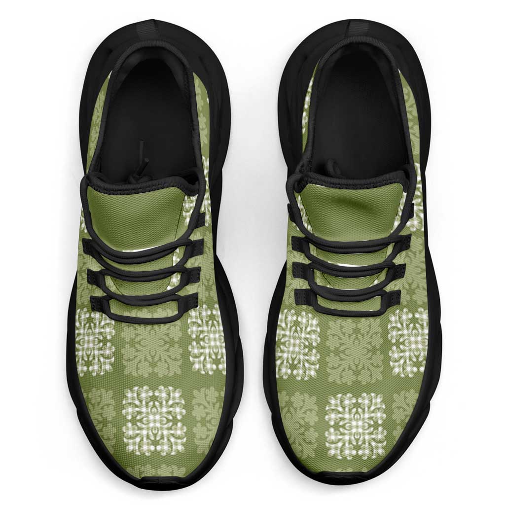 Vesuvian Green Palaka Quilt Hawaii Clunky Sneakers Traditional Hawaii-plaid Pattern LT14 - Polynesian Pride