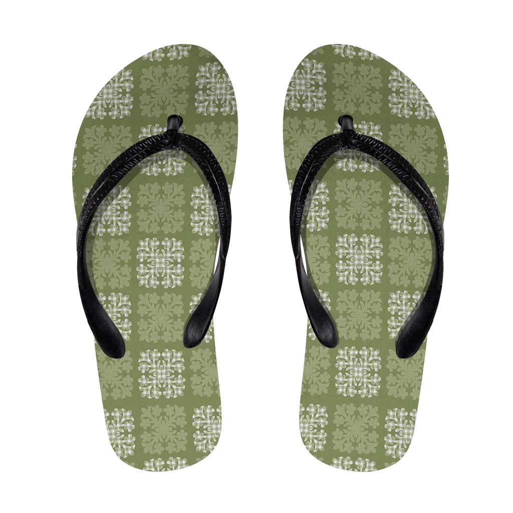 Vesuvian Green Palaka Quilt Hawaii Flip Flops Traditional Hawaii-plaid Pattern LT14 Vesuvian Green - Polynesian Pride