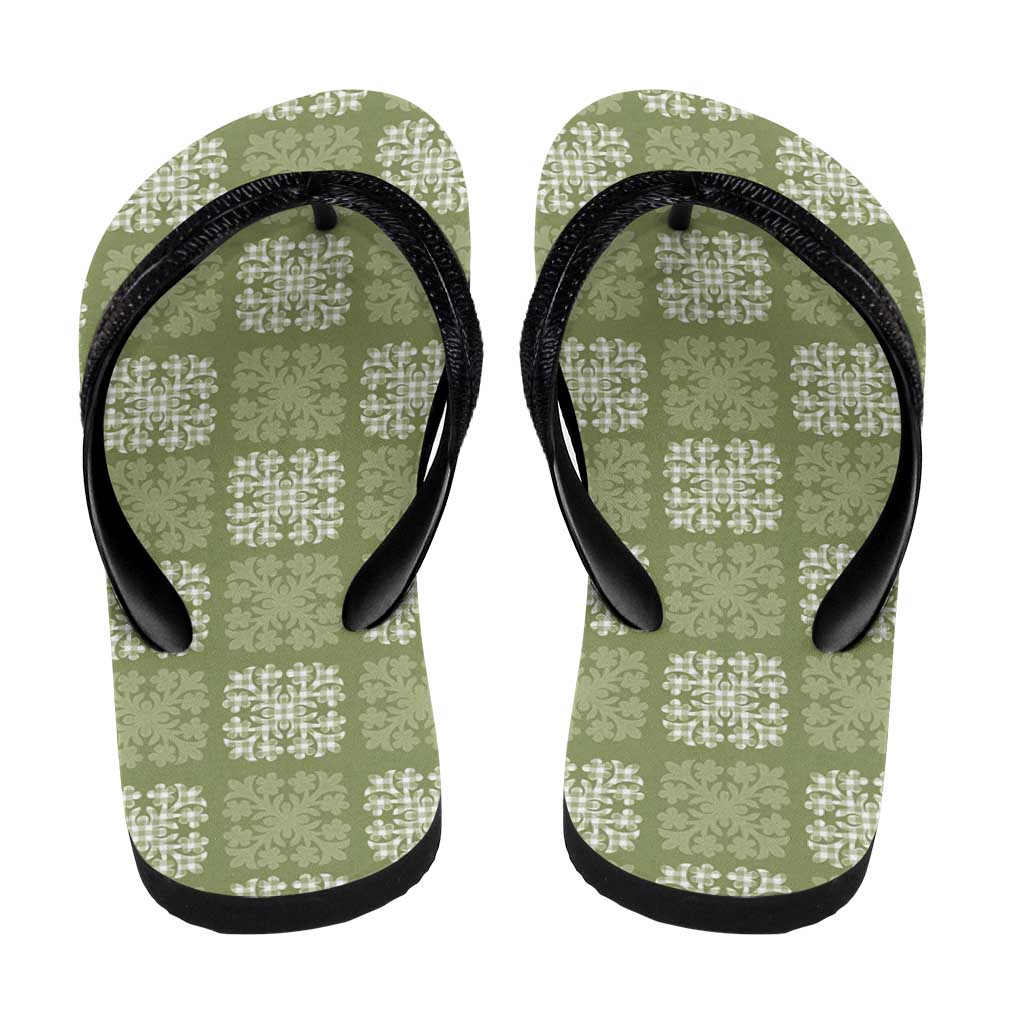 Vesuvian Green Palaka Quilt Hawaii Flip Flops Traditional Hawaii-plaid Pattern LT14 - Polynesian Pride