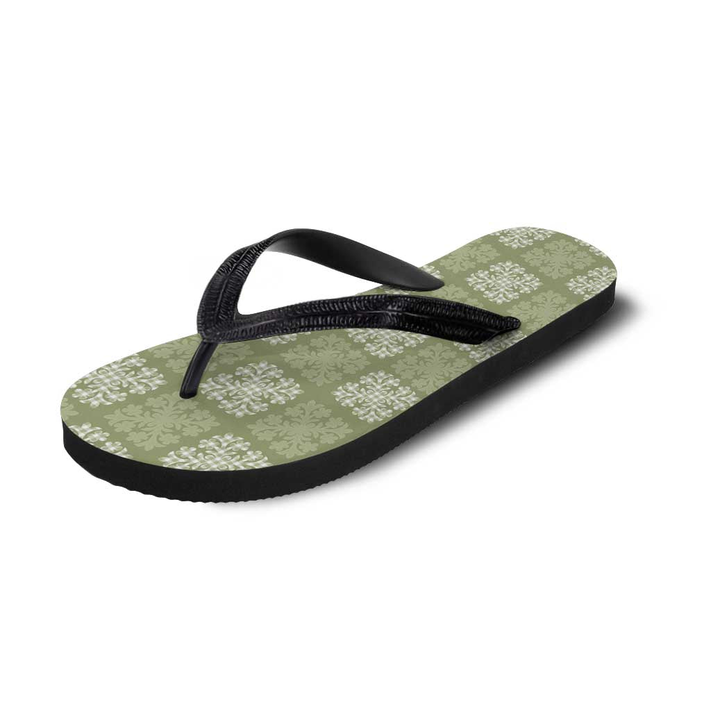 Vesuvian Green Palaka Quilt Hawaii Flip Flops Traditional Hawaii-plaid Pattern LT14 - Polynesian Pride