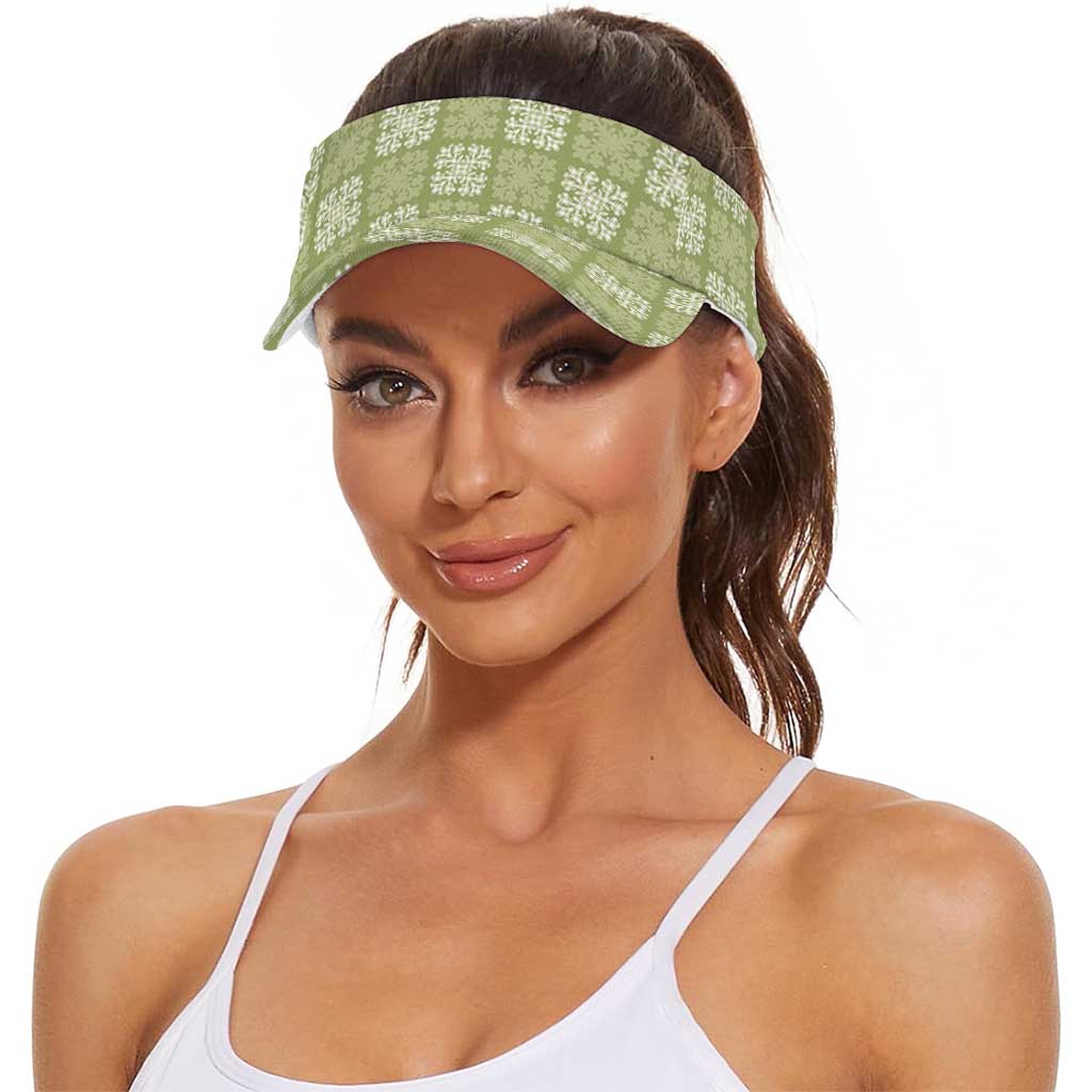 Vesuvian Green Palaka Quilt Hawaii Sun Visor Cap Traditional Hawaii-plaid Pattern LT14 - Polynesian Pride