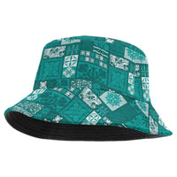 Vintage Hawaiian Quilting Patterns Bucket Hat Turquoise Style Tribal Fabric Patchwork LT9 One Size Turquoise - Polynesian Pride