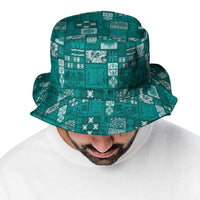 Vintage Hawaiian Quilting Patterns Bucket Hat Turquoise Style Tribal Fabric Patchwork LT9 - Polynesian Pride