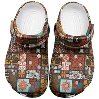 Vintage Hawaiian Quilting Patterns Clogs Shoes Brown Style Tribal Fabric Patchwork LT9 Brown - Polynesian Pride