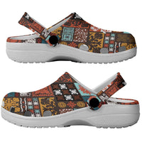 Vintage Hawaiian Quilting Patterns Clogs Shoes Brown Style Tribal Fabric Patchwork LT9 - Polynesian Pride