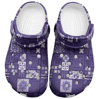 Vintage Hawaiian Quilting Patterns Clogs Shoes Purple Style Tribal Fabric Patchwork LT9 Purple - Polynesian Pride