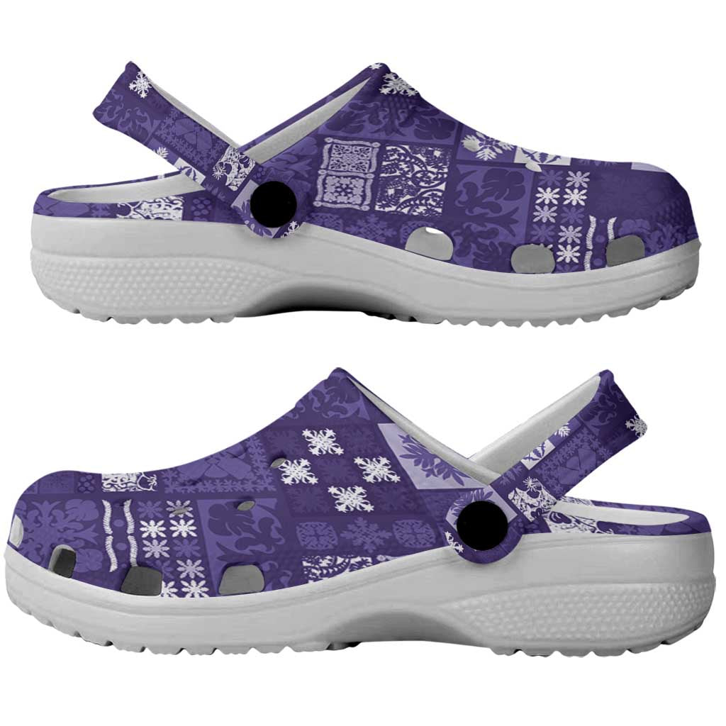 Vintage Hawaiian Quilting Patterns Clogs Shoes Purple Style Tribal Fabric Patchwork LT9 - Polynesian Pride