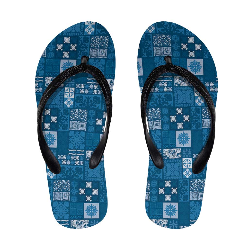 Vintage Hawaiian Quilting Patterns Flip Flops Blue Style Tribal Fabric Patchwork LT9 Blue - Polynesian Pride