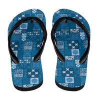 Vintage Hawaiian Quilting Patterns Flip Flops Blue Style Tribal Fabric Patchwork LT9 - Polynesian Pride