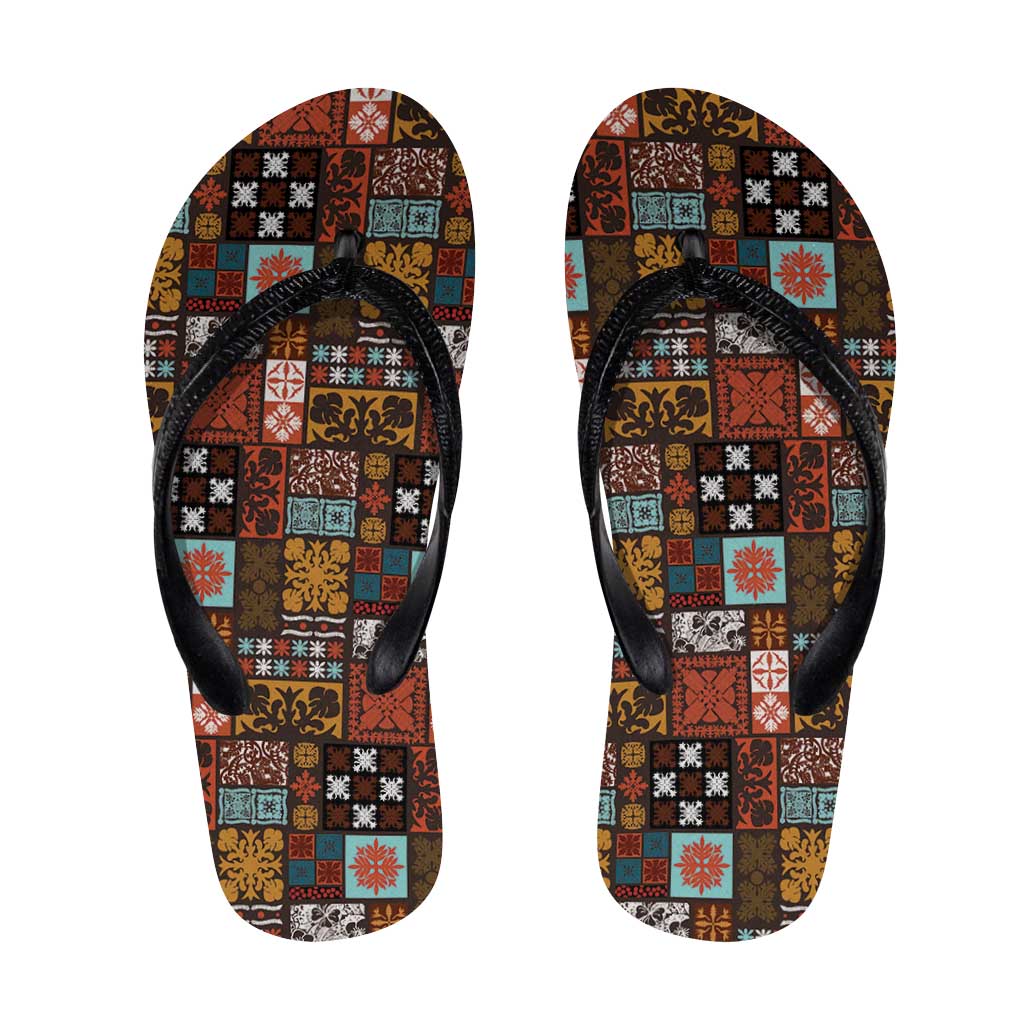 Vintage Hawaiian Quilting Patterns Flip Flops Brown Style Tribal Fabric Patchwork LT9 Brown - Polynesian Pride