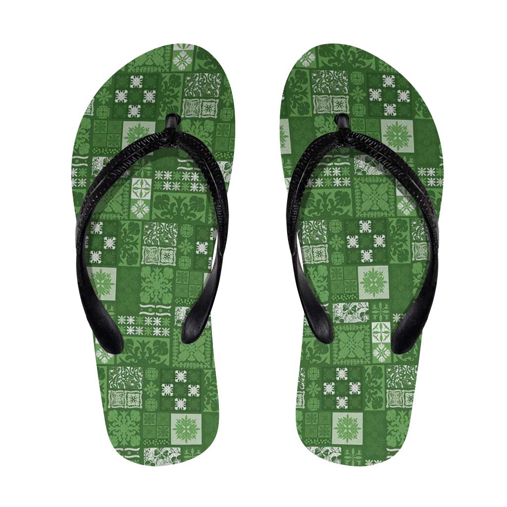 Vintage Hawaiian Quilting Patterns Flip Flops Green Style Tribal Fabric Patchwork LT9 Green - Polynesian Pride
