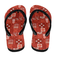 Vintage Hawaiian Quilting Patterns Flip Flops Red Style Tribal Fabric Patchwork LT9 - Polynesian Pride