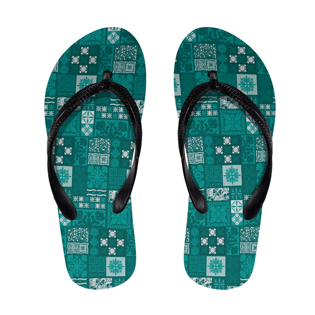 Vintage Hawaiian Quilting Patterns Flip Flops Turquoise Style Tribal Fabric Patchwork LT9 Turquoise - Polynesian Pride