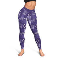 Vintage Hawaiian Quilting Patterns Leggings Purple Style Tribal Fabric Patchwork LT9 - Polynesian Pride