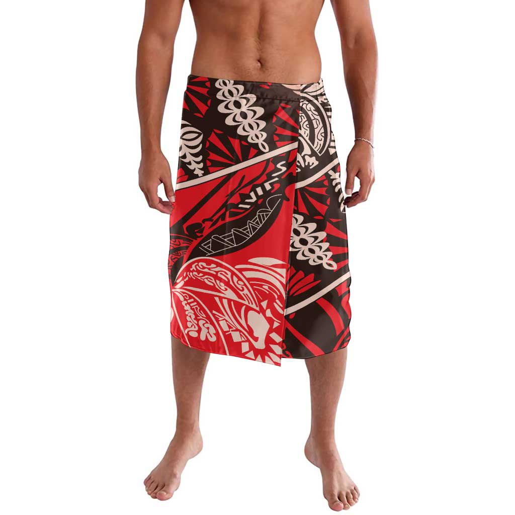 Vintage Ngatu Tribal Tonga Pattern Lavalava LT9 Red - Polynesian Pride