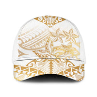 White and Gold Polynesia Mesh Trucker Cap Plumeria Tattoo With Polynesian Pattern LT14 One Size White White - Polynesian Pride