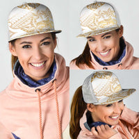 White and Gold Polynesia Mesh Trucker Cap Plumeria Tattoo With Polynesian Pattern LT14 - Polynesian Pride