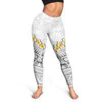 White Tropical Plumeria With Galaxy Polynesian Art Leggings LT14 - Polynesian Pride
