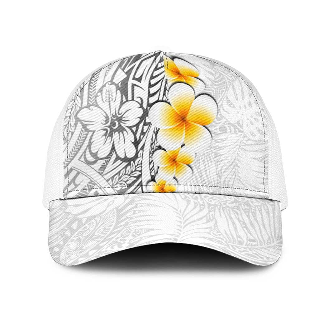 White Tropical Plumeria With Galaxy Polynesian Art Mesh Trucker Cap LT14 One Size White White - Polynesian Pride
