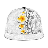 White Tropical Plumeria With Galaxy Polynesian Art Snapback Cap LT14 One Size White - Polynesian Pride