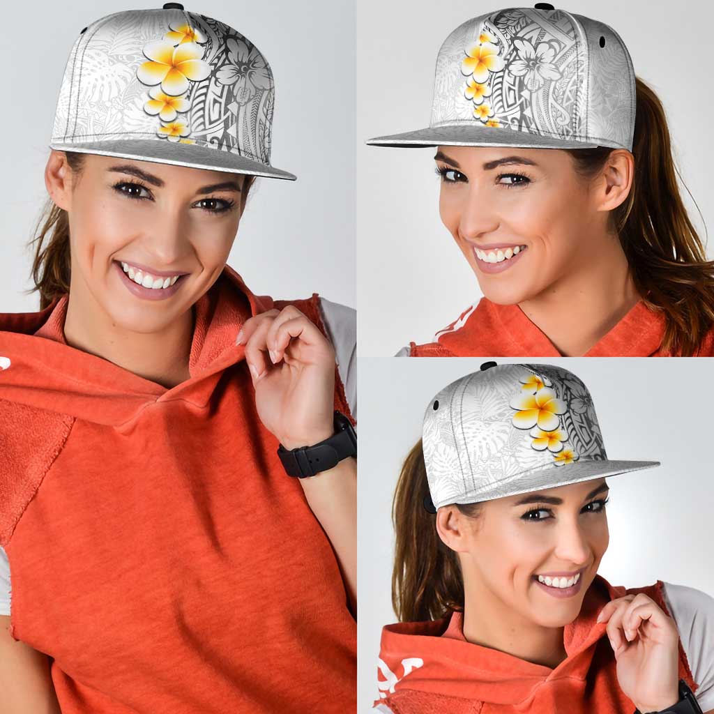 White Tropical Plumeria With Galaxy Polynesian Art Snapback Cap LT14 - Polynesian Pride