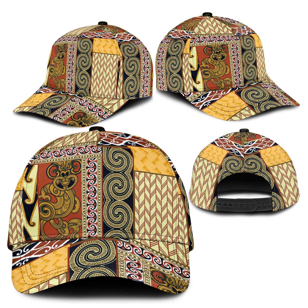 Yellow Aotearoa Kowhaiwhai Pattern Classic Cap NZ Maori Quilt Style LT14 - Polynesian Pride
