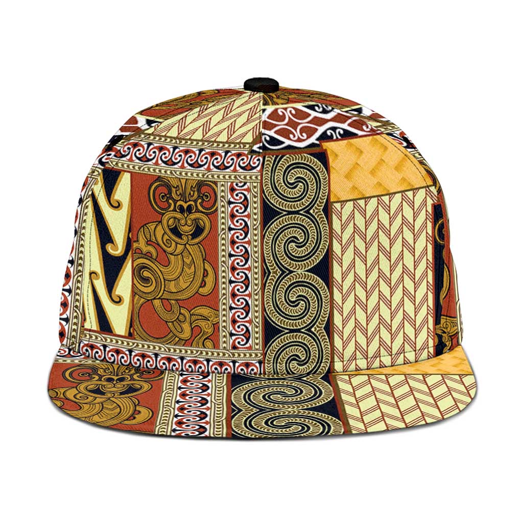 Yellow Aotearoa Kowhaiwhai Pattern Snapback Cap NZ Maori Quilt Style LT14 One Size Yellow - Polynesian Pride