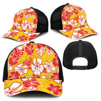 Yellow Hawaii Hibiscus Baseball Net Cap Tropical Flowers Seamless Pattern LT14 - Polynesian Pride