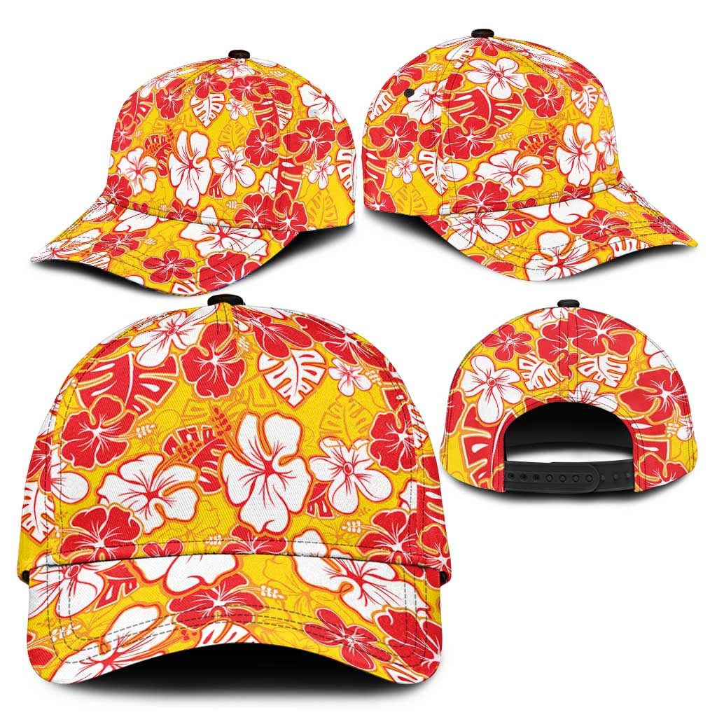 Yellow Hawaii Hibiscus Classic Cap Tropical Flowers Seamless Pattern LT14 - Polynesian Pride