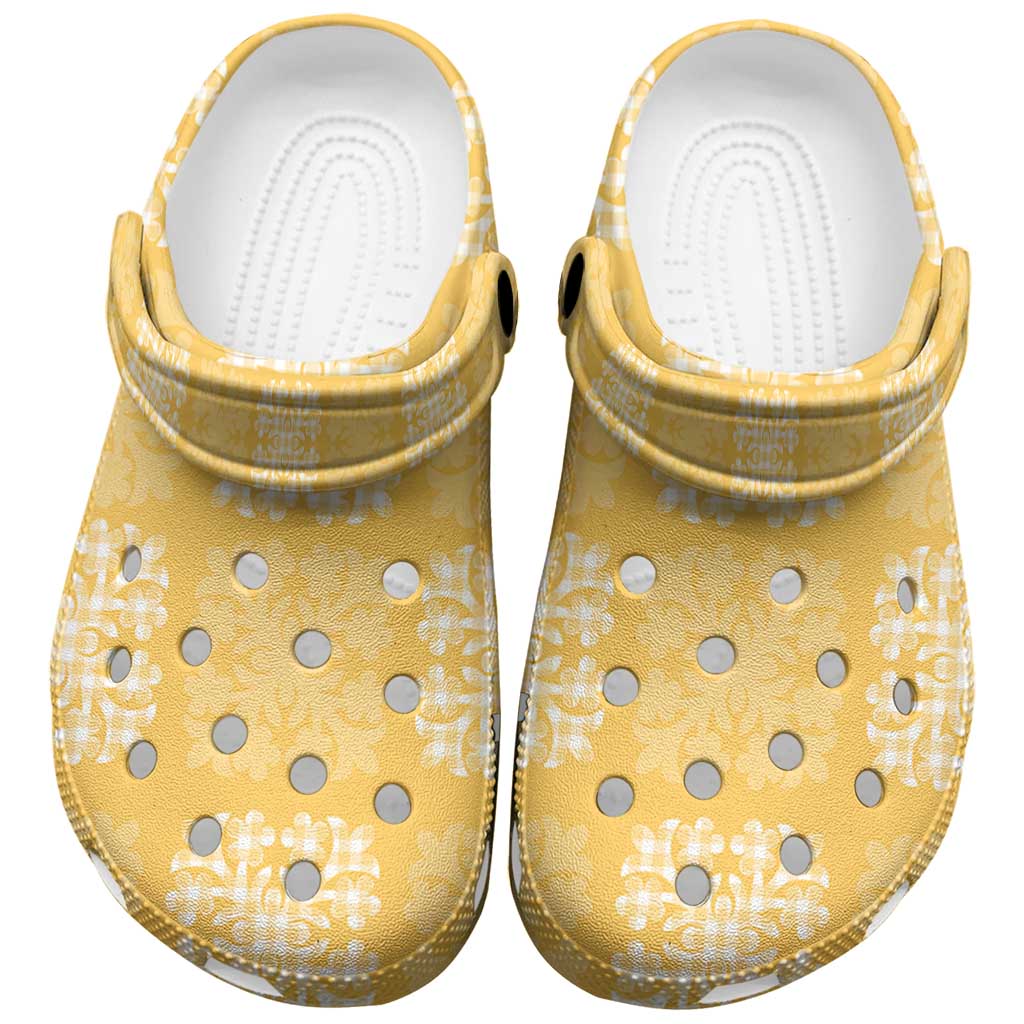 Yellow Palaka Quilt Hawaii Clogs Shoes Traditional Hawaii-plaid Pattern LT14 Yellow - Polynesian Pride