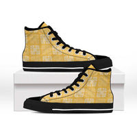 Yellow Palaka Quilt Hawaii High Top Shoes Traditional Hawaii-plaid Pattern LT14 - Polynesian Pride