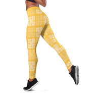 Yellow Palaka Quilt Hawaii Leggings Traditional Hawaii-plaid Pattern LT14 Yellow - Polynesian Pride
