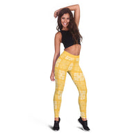 Yellow Palaka Quilt Hawaii Leggings Traditional Hawaii-plaid Pattern LT14 - Polynesian Pride