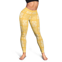 Yellow Palaka Quilt Hawaii Leggings Traditional Hawaii-plaid Pattern LT14 - Polynesian Pride