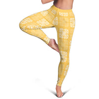 Yellow Palaka Quilt Hawaii Leggings Traditional Hawaii-plaid Pattern LT14 - Polynesian Pride