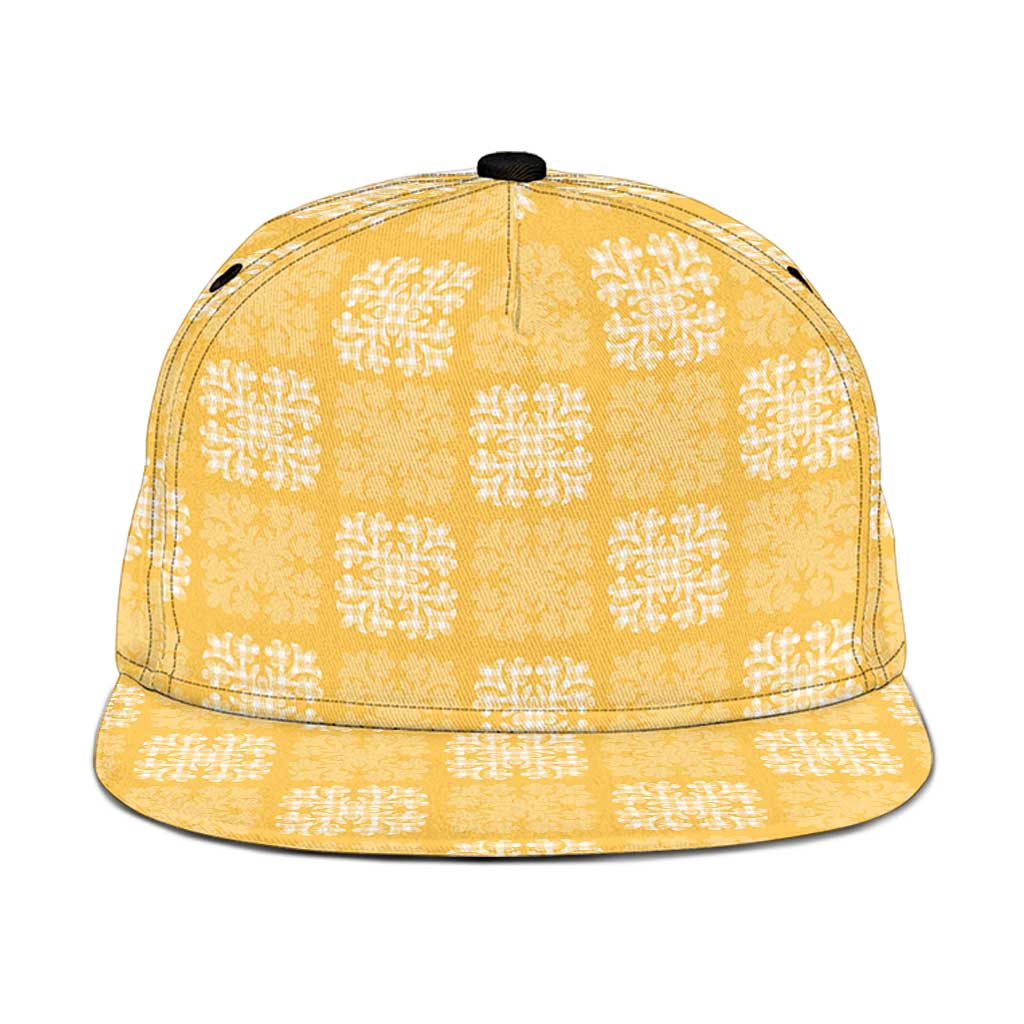 Yellow Palaka Quilt Hawaii Snapback Cap Traditional Hawaii-plaid Pattern LT14 One Size Yellow - Polynesian Pride