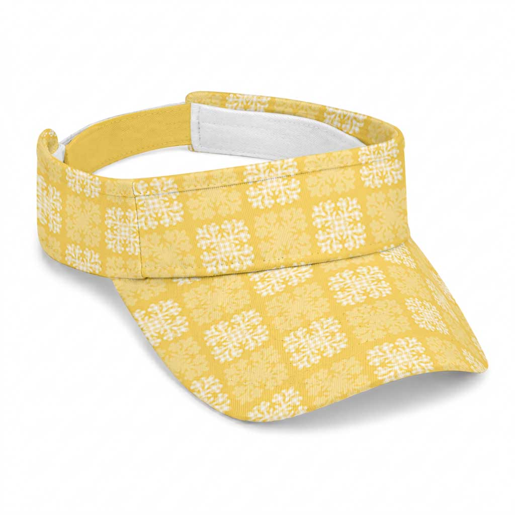 Yellow Palaka Quilt Hawaii Sun Visor Cap Traditional Hawaii-plaid Pattern LT14 Universal Fit Yellow - Polynesian Pride